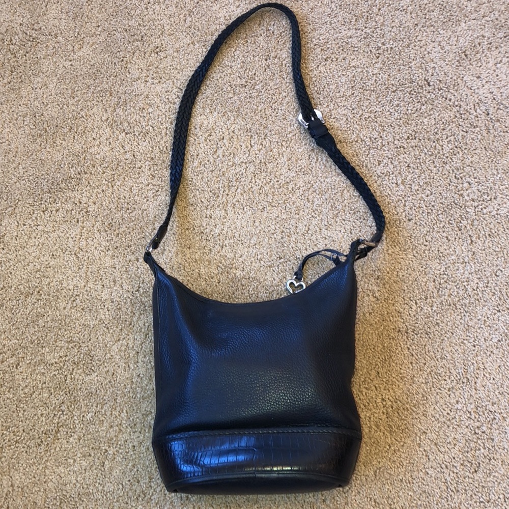Vintage Brighton Black Leather Bucket Bag